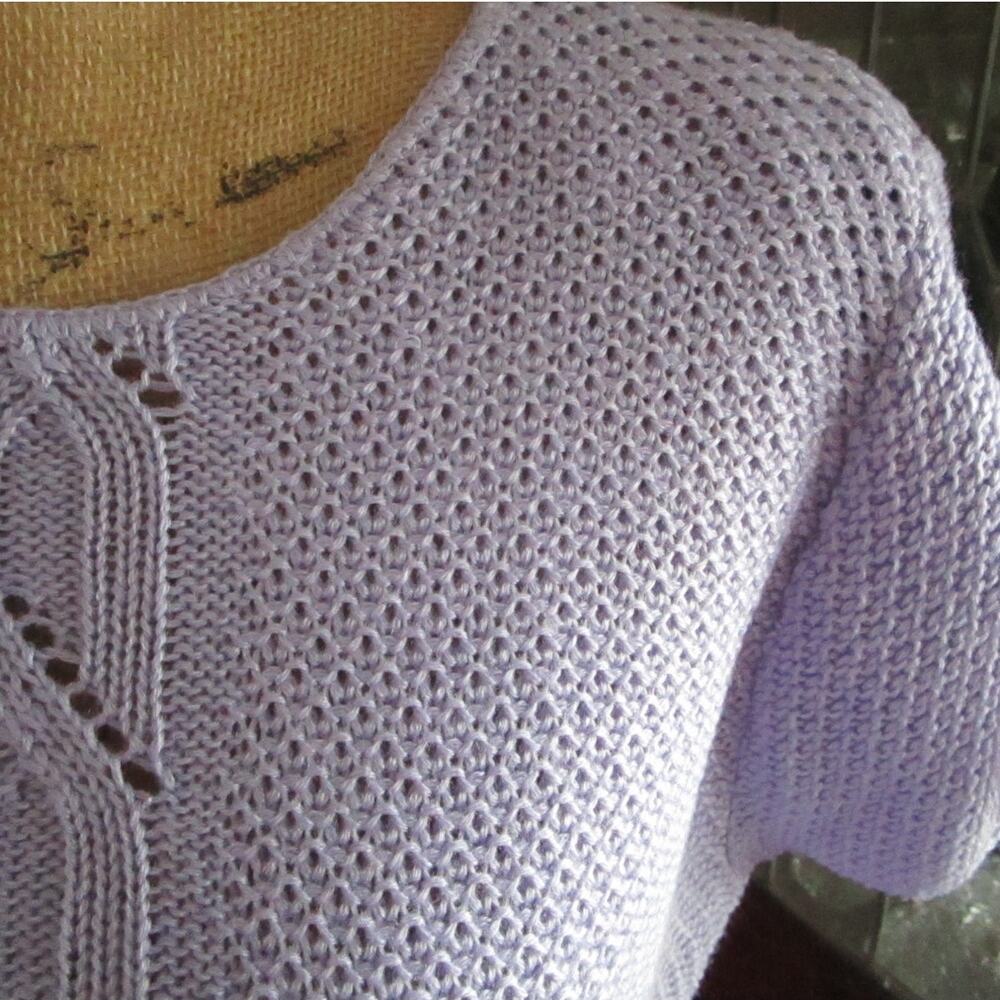 Vintage Cristin Stevens Lilac Knit Short Sleeve Sweater USA - Picture 15 of 16